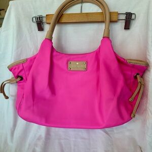 kate spade Bright Pink Shoulder Tote with Tan Handles